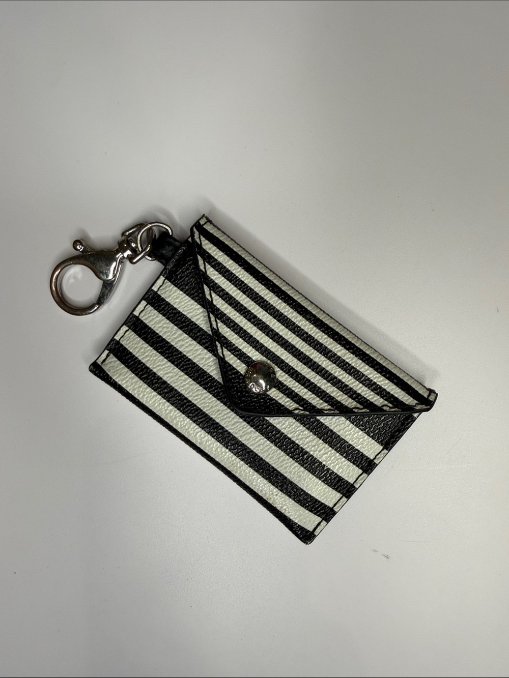 Vera Bradley Striped Black & White Card Holder Key Clip